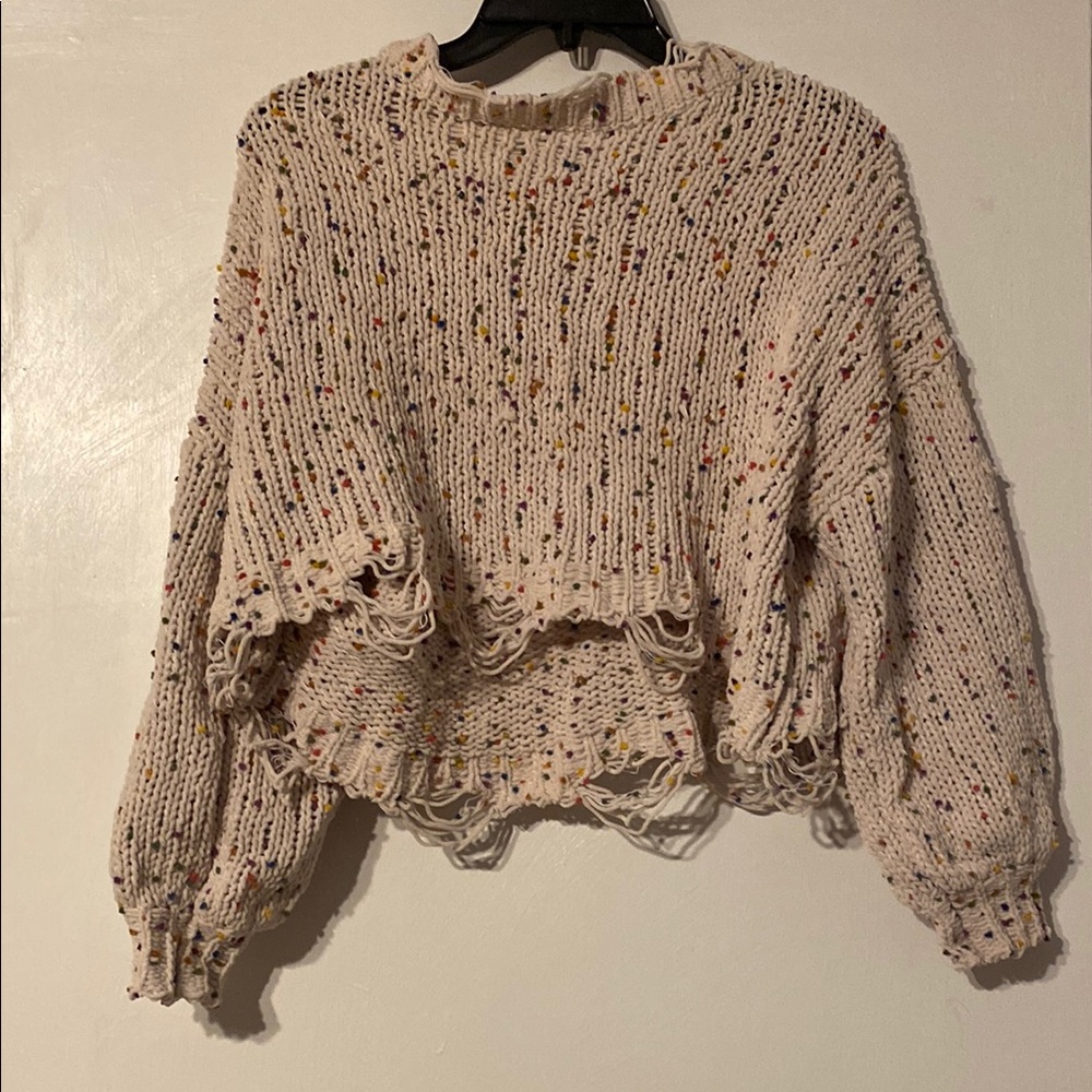 Women's Speckled Cropped Knit Sweater